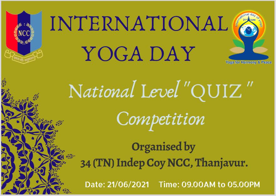 NCCDte_TNPAN's tweet photo. #NCCforYoga
#MinistryOFAyush
34 TN Indep Coy NCC/ Trichy Gp conducting National Level Quiz competition in view of International Yoga Day.
@HQ_DG_NCC @moayush @FTiruchirapalli @Def_PRO_Chennai @PIB_India @pibchennai https://t.co/5ZmoG1QnTu