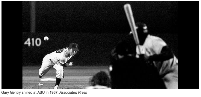 #OnThisDay in College Baseball: 1967
<a href="/ASU_Baseball/">Sun Devil Baseball</a> gets a complete game, 15K effort from Gary Gentry in a 14 inning, 4-3 win vs. Stanford. Gentry, who scored the winning run, went 17-1/1.14 that season &amp; was named Nat’l Player of the Year by Sporting News.