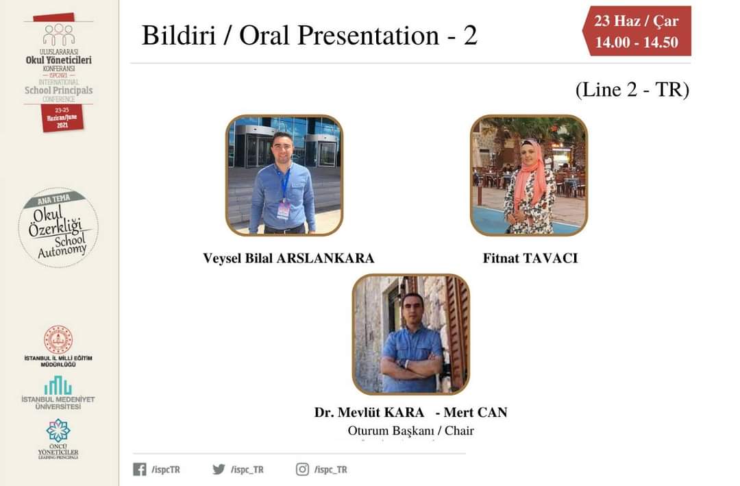 fitnattavaci1's tweet image. 2. Uluslararası Okul Yöneticileri Konferansı&apos;nda (The Second International School Principals Conference) bildiri sunmak üzere davet edildim. İstanbul İl Milli Eğitim Müdürlüğü&apos;ne, İstanbul Medeniyet Üniversitesi&apos;ne, Öncü Okul Yöneticileri Derneği&apos;ne çok teşekkür ederim.
#ispc2021