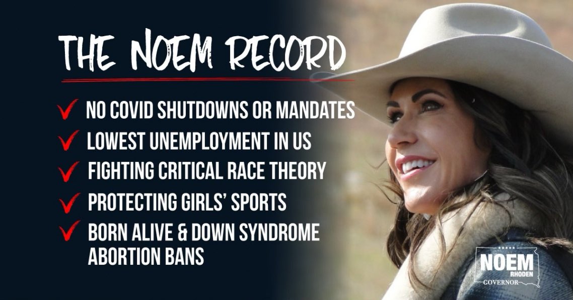 DraftKristi2024's tweet photo. Kristi Noem has built a tremendous record as Governor! https://t.co/sHQVnVhfSg