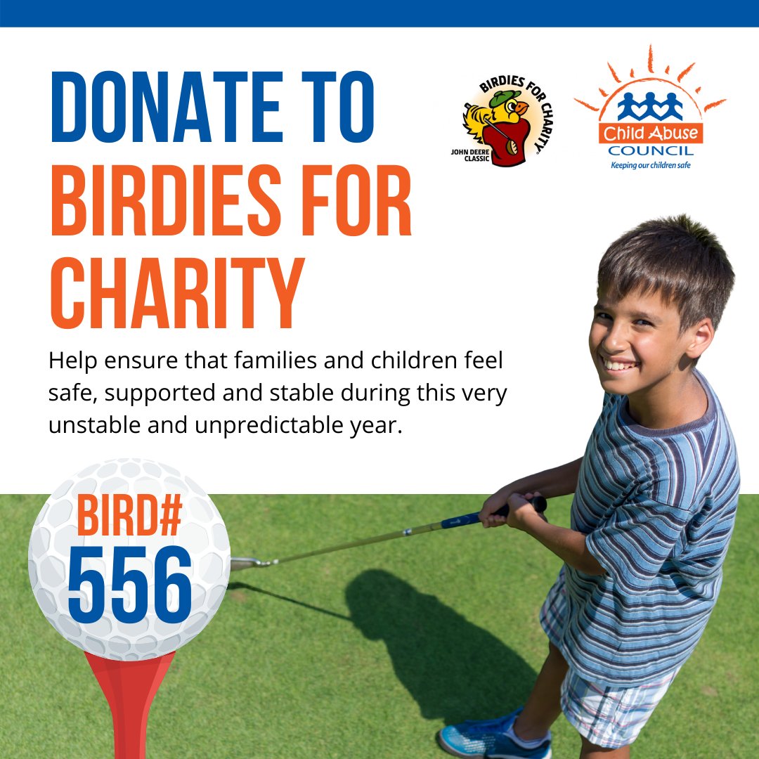 everychildqc's tweet photo. Between now and June 21, make your donation to the Child Abuse Council go further by donating through the Birdies for Charity program, which adds 5-10% more! Don't forget to use the Child Abuse Council's Bird # - 556! Click here: https://t.co/DAow4I3cXq https://t.co/LEBLckJHnM
