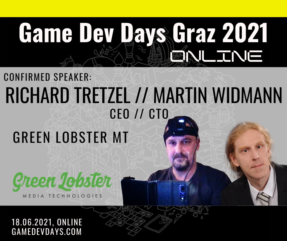 gamedevdays's tweet image. Meet our awesome speakers:
Richard Tretzel (@RTretzel) and Martin Widmann from @LobsterMt join our speaker line-up!
Follow gamedevdays.com for details! (It's free!)
#gamedev #gddg21 #gamedevdays