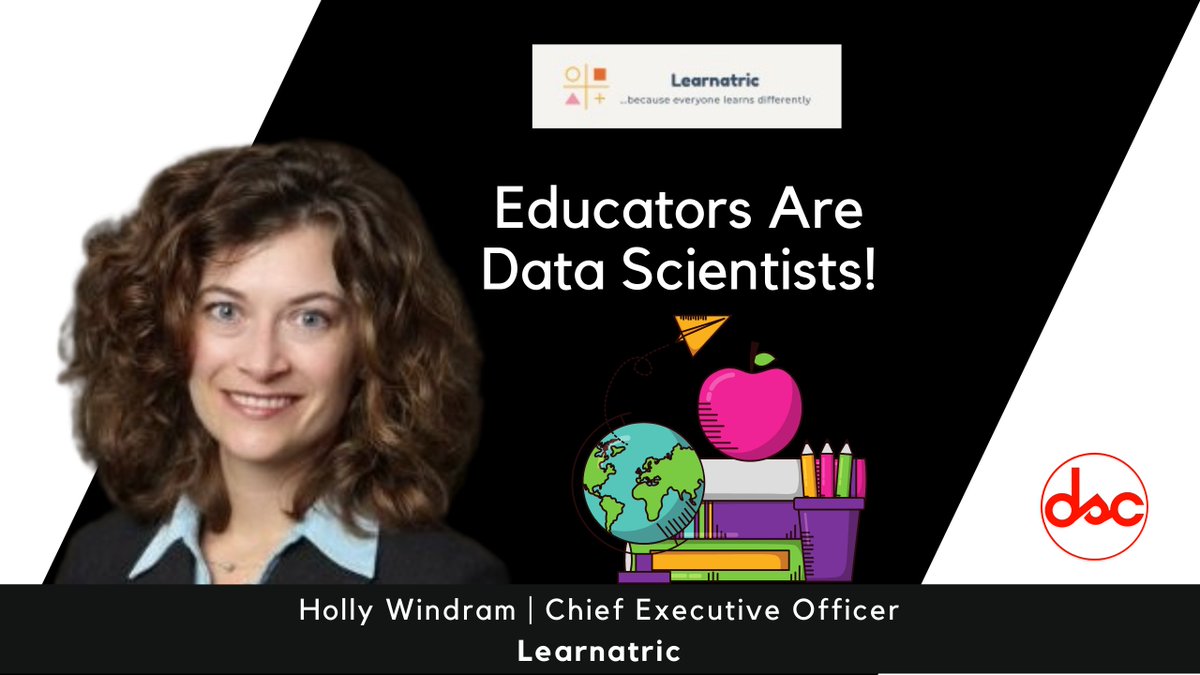 DataSciConnect's tweet photo. Streaming live soon is Holly Windram from Learnatric, with her talk: Educators are Data Scientists! Join now (free): https://t.co/duQiUvVPQL #k12datascience #dsck12
@Learnatric https://t.co/f21t24rC4D