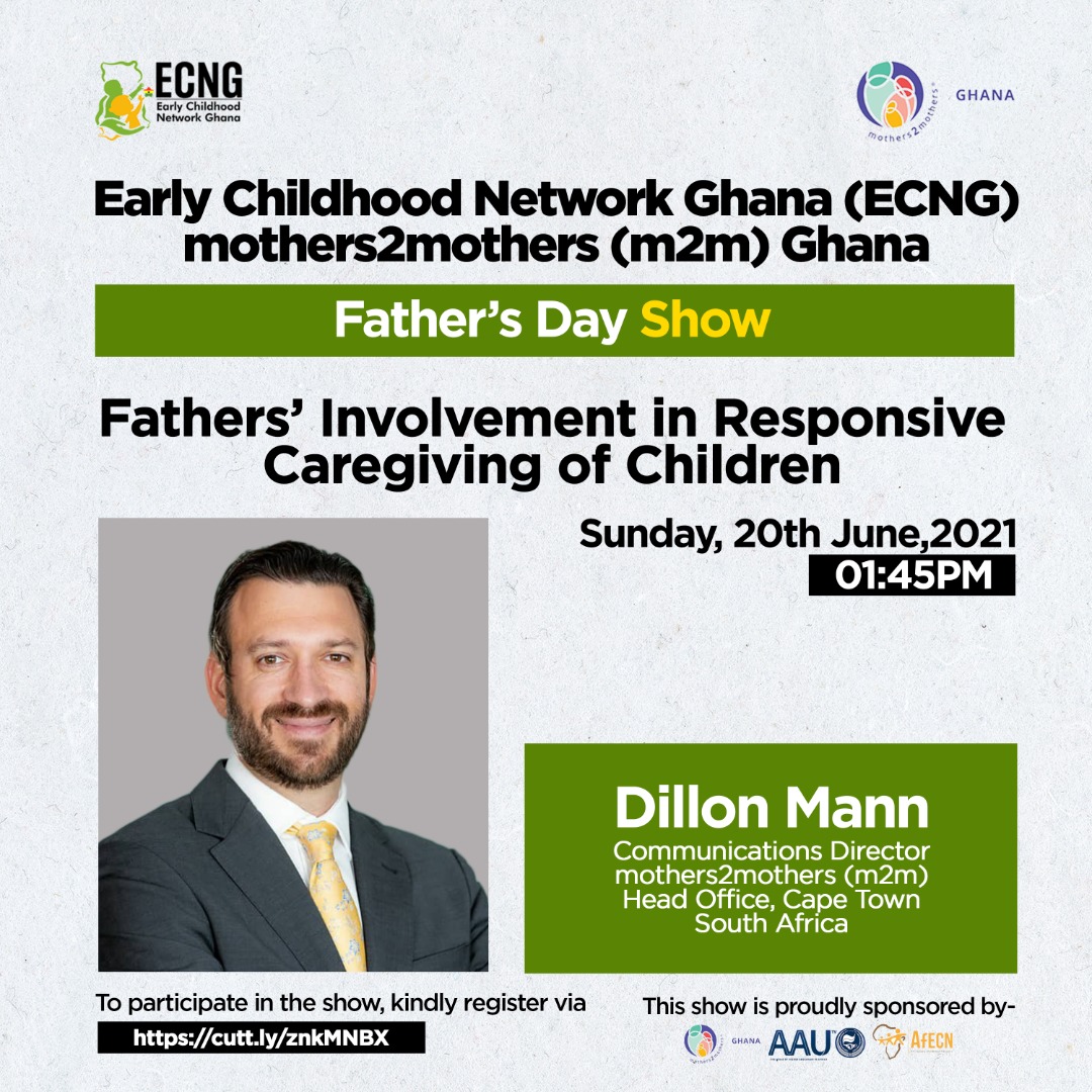 <a href="/ECNG_20/">Early Childhood Network Ghana</a> is excited to partner with <a href="/m2mtweets/">mothers2mothers</a> #Ghana for the #FathersDay Show. join us via cutt.ly/znkMNBX