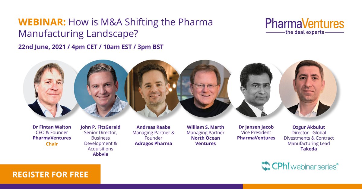PharmaVentures's tweet photo. 5 days to go! Join @PharmaVentures live on Tuesday 22nd June as we examine the trends and developments driving deal-making in the current pharma manufacturing landscape. Register: https://t.co/BadyezpNxV
#pharma #webinar #mergersandacquisitions #manufacturing #TheDealExperts https://t.co/3zCNWINaqw