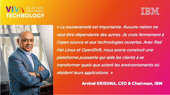 Aujourd'hui <a href="/VivaTech/">VivaTech</a>, Arvind Krishna, chairman &amp; CEO IBM a échangé avec Maurice Lévy, Président du directoire de <a href="/PublicisGroupe/">Publicis Groupe</a>. 

#VivaTech #Cloud #Opensource #RedHat