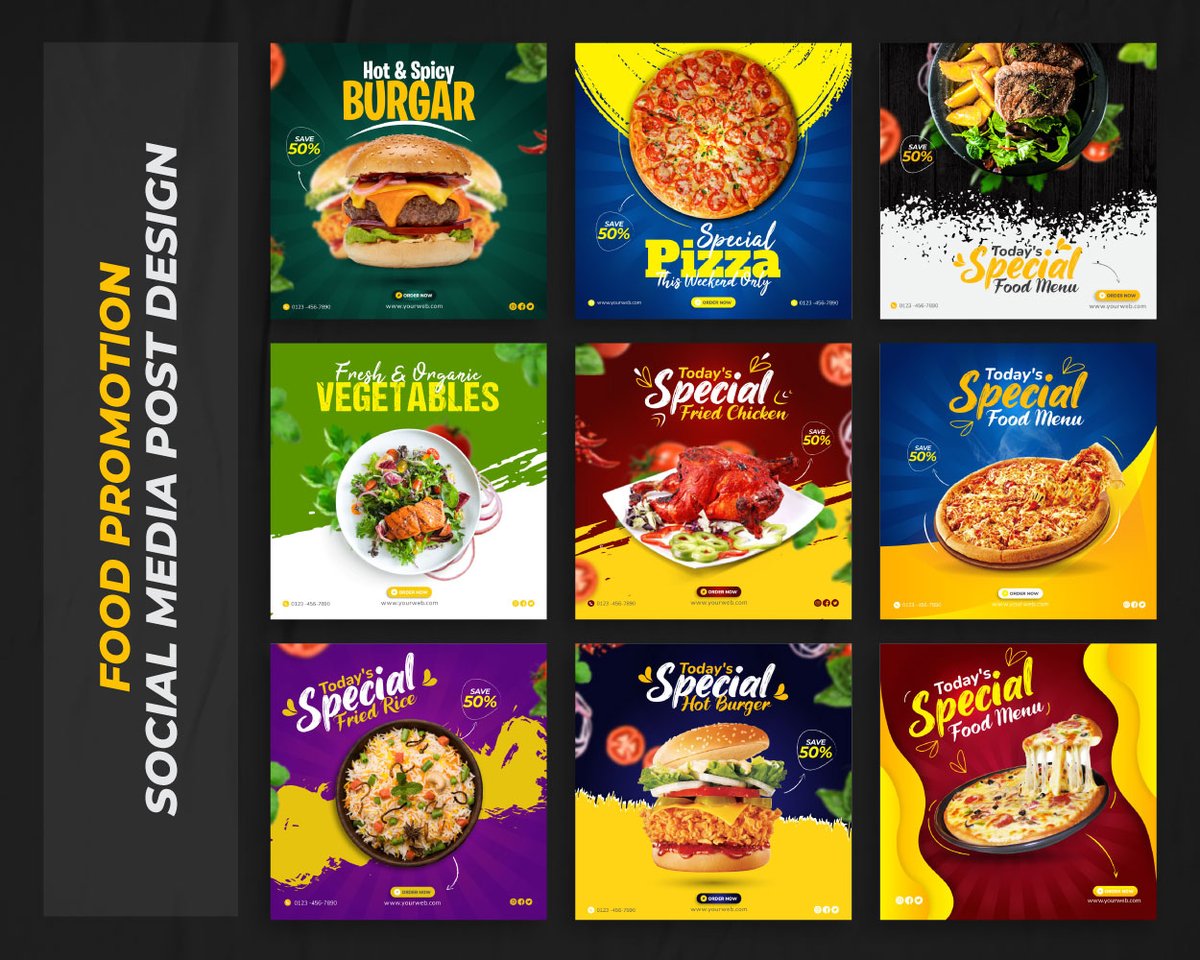 Food social media Banner design, Social Media Post template's.
New project published on my #Behance portfolio.☺️
Full view here,
👉Behance: cutt.ly/KnCuIF6
👉Don't Forgot to appreciate and give your valuable feedback.

#Socilamediabanner #banner #GraphicDesign