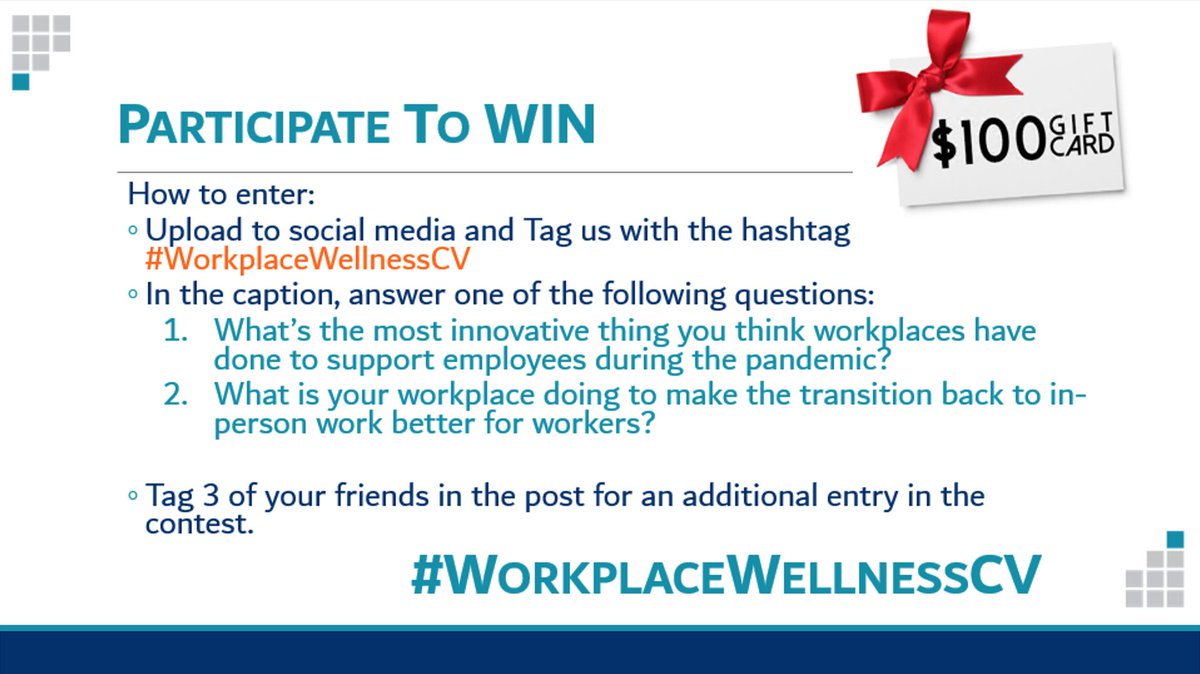 HARCdata's tweet photo. Our #WorkplaceWellnessCV Symposium goes live in one hour!

If you're joining us today, answer the following and enter the chance to win! 

Don't forget to use our hashtag #WorkplaceWellnessCV https://t.co/Yn31DSV6U2