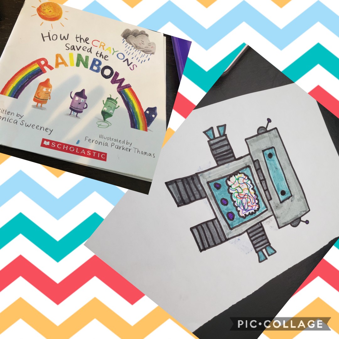 Ms_Porter_'s tweet photo. Yesterday for the letter "R" our radical radiant really cool Kindies read about rainbows, and drew robots. @jdayrece @SantaCorinne @WortleyTVDSB https://t.co/Z8VH4vyAs0