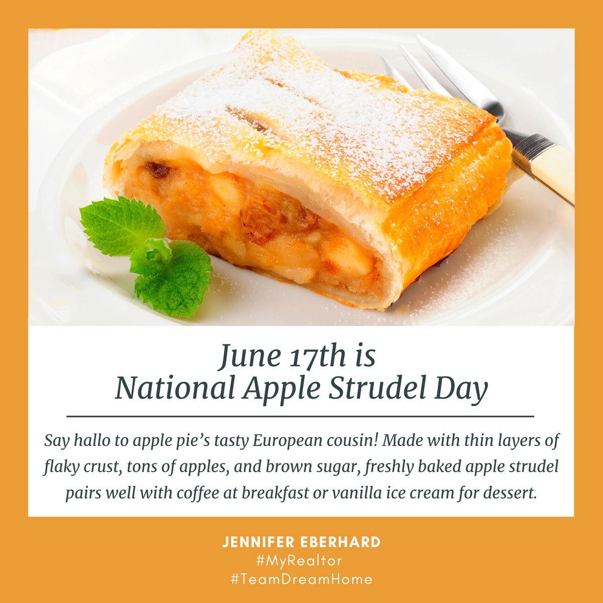 jmeberhard's tweet photo. Today is National Apple Strudel Day!
#June #AppleStrudel #Apple #Strudel #JenniferEberhard #MyRealtor #TeamDreamHome #RealEstate #RealEstateAgent #ColoradoRealEstate #ColoradoRealtor #ColoradoRealEstateAgent #Colorado https://t.co/czhShUMrgL