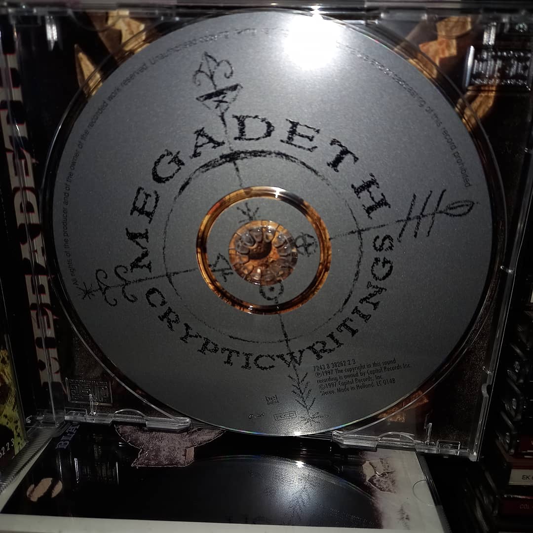 Runaway71's tweet photo. The amazing album Cryptic Writings by @Megadeth was released on this day in 1997. Happy 24th anniversary! 
I'm very fond of this album. It means a lot to me 🎊🖤🎶
#megadeth #deth4life https://t.co/q94g8BXNVX