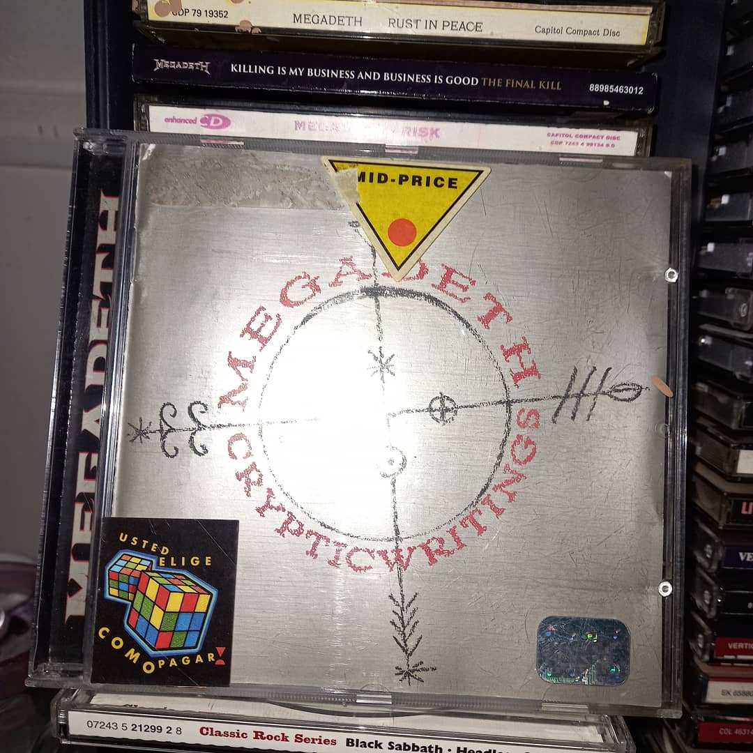 Runaway71's tweet photo. The amazing album Cryptic Writings by @Megadeth was released on this day in 1997. Happy 24th anniversary! 
I'm very fond of this album. It means a lot to me 🎊🖤🎶
#megadeth #deth4life https://t.co/q94g8BXNVX