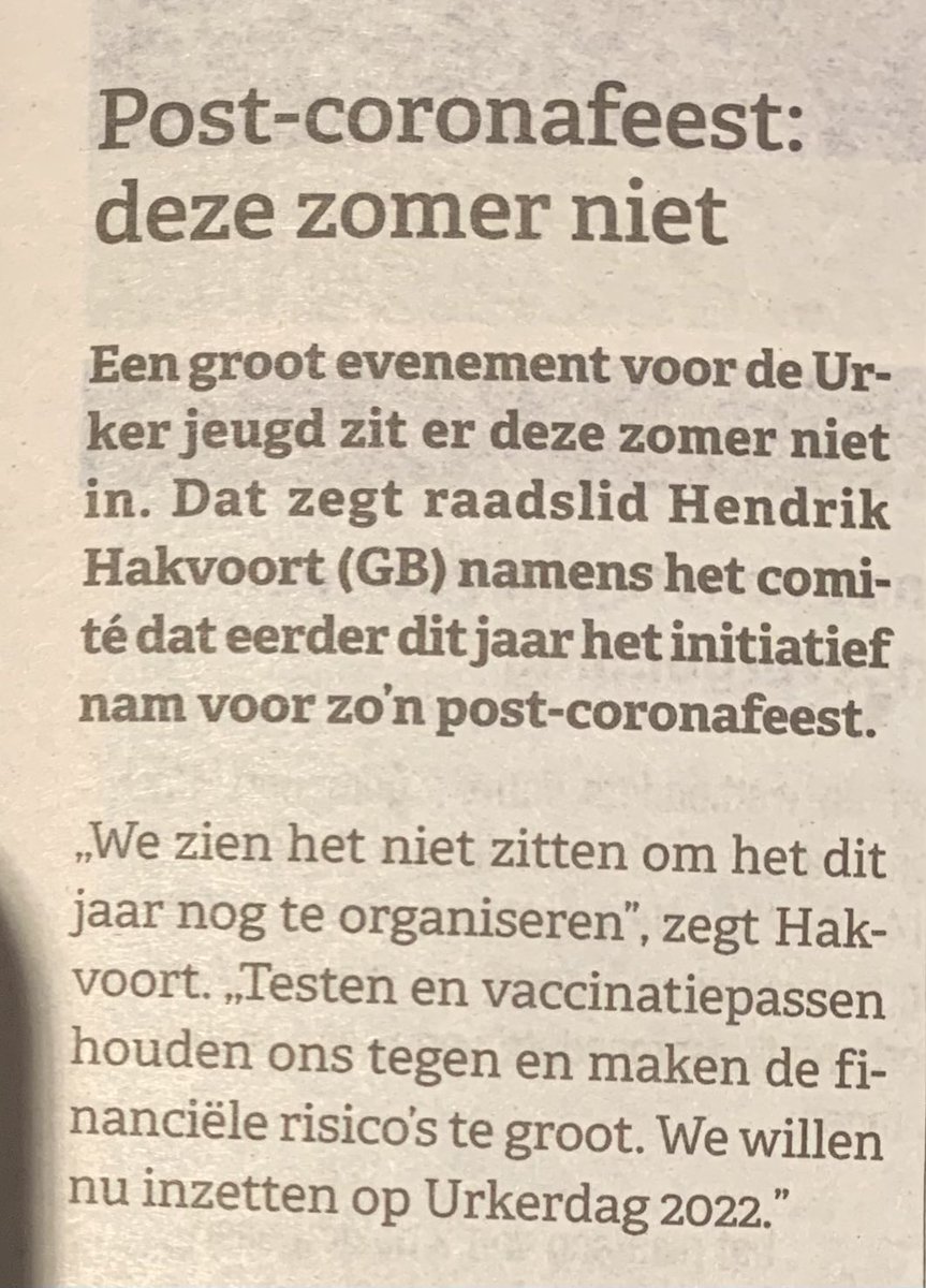 Laat urkerdag nou lekker urkerdag blijven en doe het feest A.U.B op een andere dag. <a href="/christenunie/">ChristenUnie</a> <a href="/gemeentebel_urk/">Gemeentebelangen</a> <a href="/SGPURK/">SGP-URK</a> <a href="/Hartvoorurk/">Hart Voor Urk</a> <a href="/CDAUrk/">CDA Urk</a>