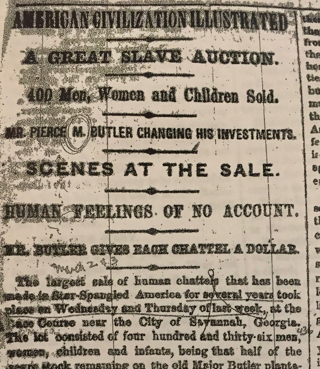 BeschlossDC's tweet photo. Savannah, Georgia, 1859:  “A Great Slave Auction.  400 Men, Women and Children Sold. . .Human Feelings Of No Account”: https://t.co/4HCwIf63aH