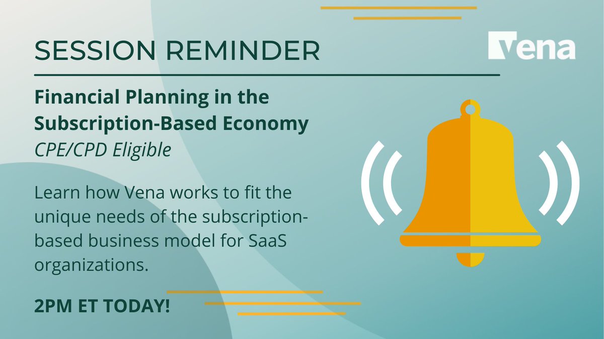 venasolutions's tweet photo. Seize this opportunity to #learn how Vena works to fit the unique needs of the subscription-based #business model for #SaaS organizations. Registrations are still open for #VenaNationWeek here: https://t.co/yr3IjNwqOT #financialplanning #finance #operations #cfo #venasolutions https://t.co/f7JRWdzu2p