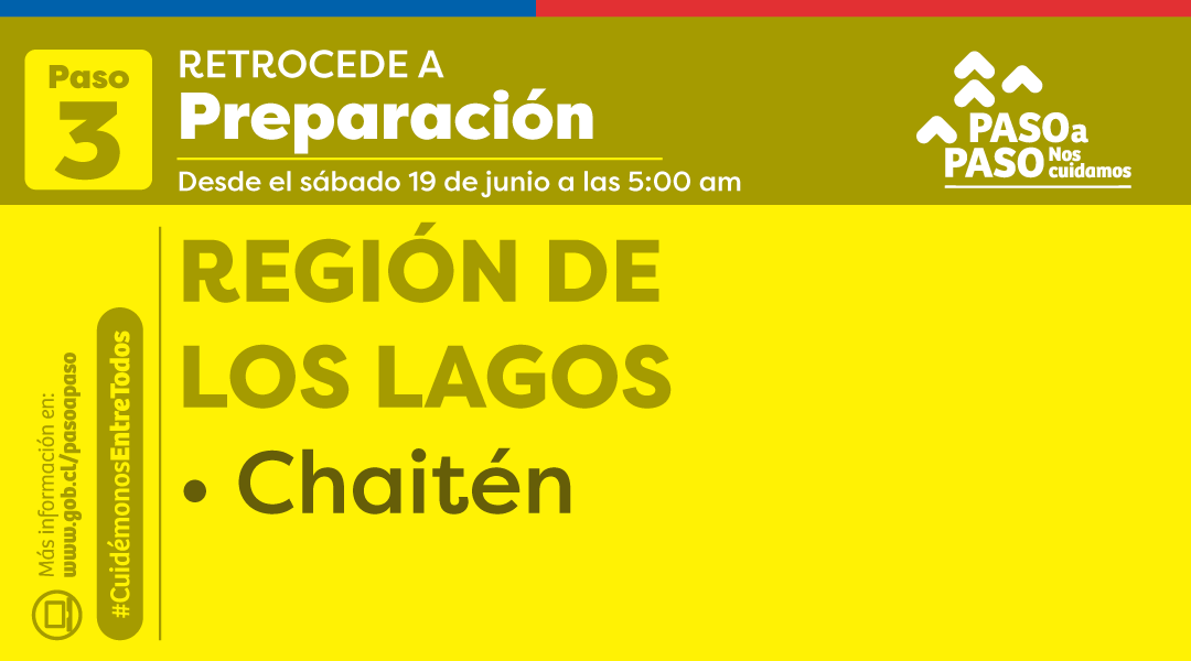 GobiernodeChile's tweet photo. 🟡 A partir del sábado 19 de junio a las 5:00 horas, la comuna de Chaitén retrocede a #Preparación. https://t.co/IHX4swH6vo