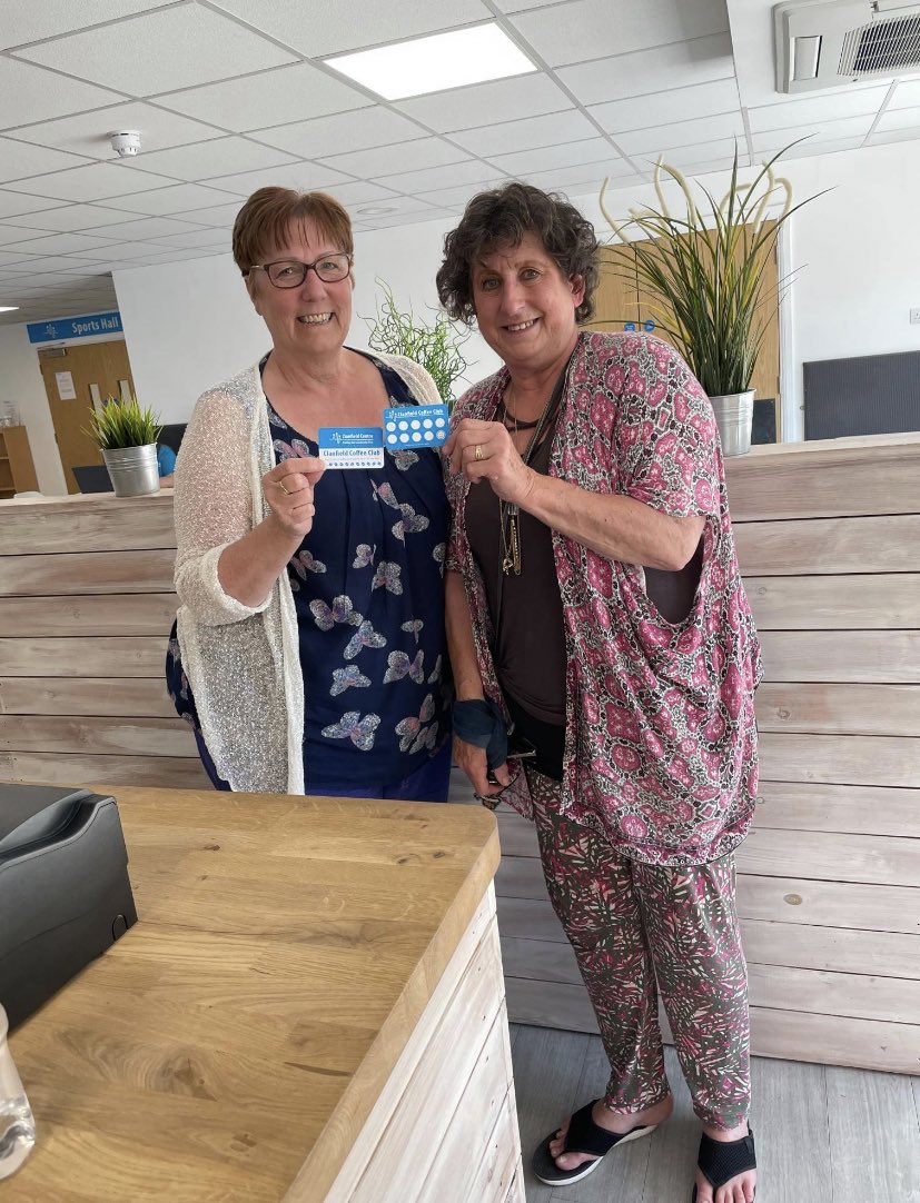 Two of our lovely Cafe customers with their new loyalty cards! Buy 9 hot drinks and get the 10th FREE!!

Loyalty cards are available in the Centre.