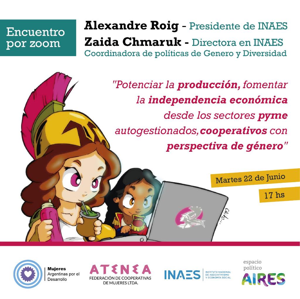 airescomuna10's tweet photo. 📌📅 Te invitamos a la Charla con Alexandre Roig - Presidente de Inaes y  Zaida Chmaruk  - Directora en Inaes (Coordinadora de políticas de género y diversidad) el día martes 22/06 17 hs vía Zoom. https://t.co/wyNjfb8xvl