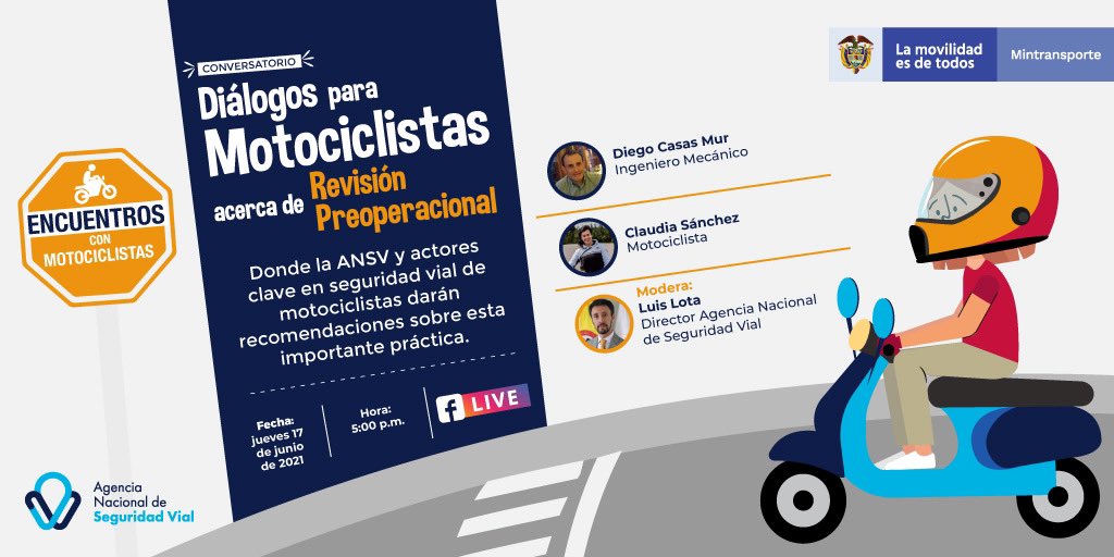 La revisión previa al uso de la motocicleta puede generar una gran diferencia en la seguridad con la que vas a conducir tu vehículo, esta tarde conectate con la <a href="/ansvcol/">Agencia Nacional de Seguridad Vial</a> para conocer un poco más acerca de este importante tema!

#SoyMotociclista