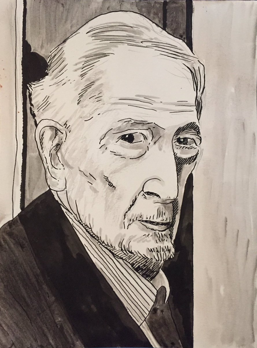 PeterLandau's tweet photo. Richard Baron, Who Published Baldwin and Mailer #obitpix #richardbaron #publisher #dialpress #reportfromironmountain #artofinstagram #penandink #drawing #illustration #portraitdrawing https://t.co/MbpzcPG46T