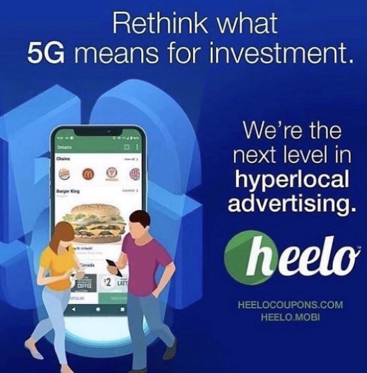 heeloapps's tweet photo. Rethink what 5G means for investment. 

We are the next level in hyper local advertising!

Download the #HeeloApp today for #free on #GooglePlay or in the #AppStore for #iOS, link in the bio! ⬆️⬆️⬆️

#Heelo #Investment #5G #SaveTheTrees #Halton  #Toronto #Oakville #Hamilton https://t.co/UXgBB0H2fi
