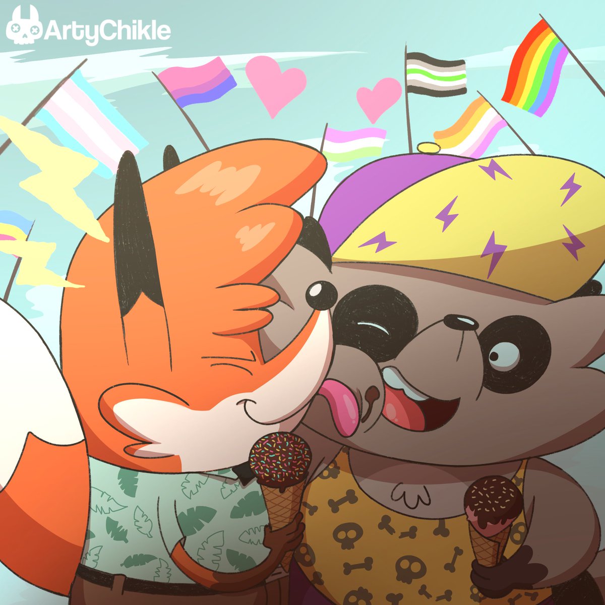 ArtyandChikle's tweet photo. 🌈Bruno & Nookee celebrating their love!!! 🦊🦝🌈 Love freely without fear of showing who you really are!! #BeUniqueBeYourself
#ArtyChikle #ArtyandChikle #lgbtq #lgbtpride #lgbti #lgbttravel #lgbtnightlife #lgbtqtravelers #lgbtiq #orgullolgbt #lgbtqia #lgbtwedding #lgbtcommunity https://t.co/EK73DVjCow