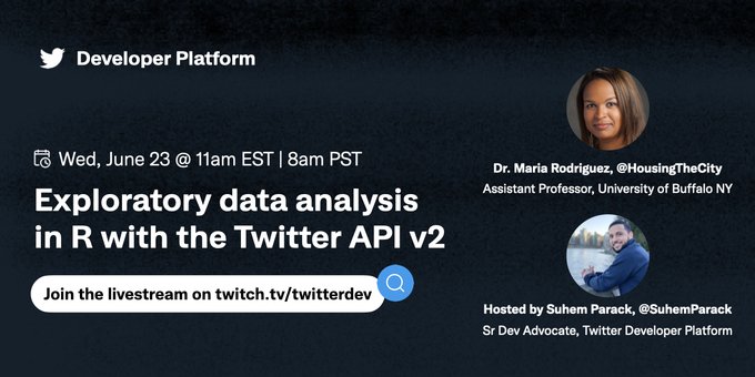 Academic Researchers that use R 📊  We are excited to host Dr. Maria Rodriguez for our next livestream<a href="/tag/twitterapi"class="tags"><span>#twitterapi</span></a>