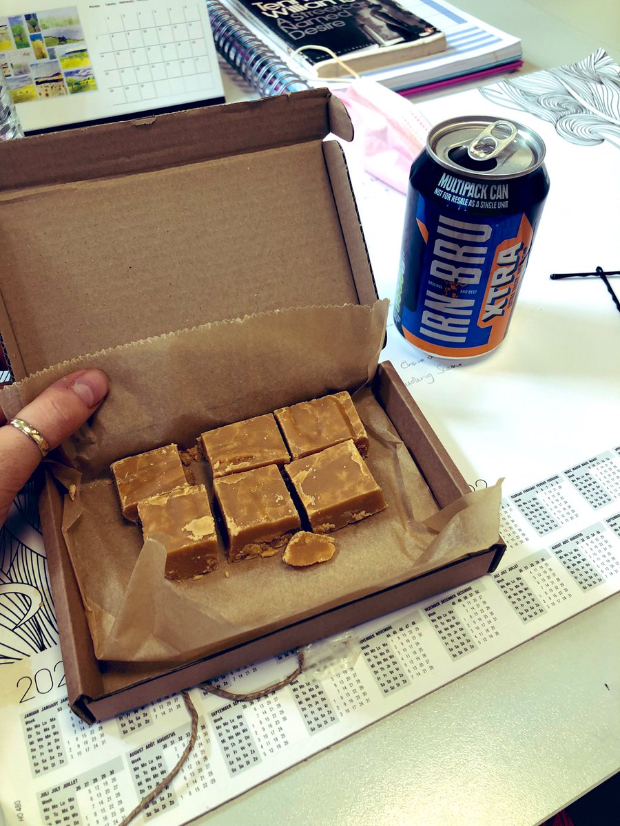EnglishBarrie's tweet photo. A lovely surprise from a pupil (and star-baker parent) today! Very Scottish Tea Break when paired with the Irn-Bru 🧡 https://t.co/5NJ8NtjTy5