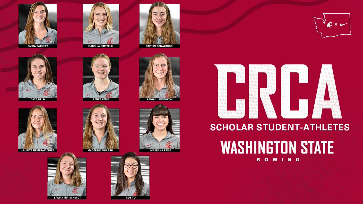 WSUCougarRowing's tweet photo. Congrats to all 1⃣1⃣ Cougs that have been named 2021 @CRCA_Row Scholar Student-Athletes!!!

📰: https://t.co/2fwFU3Uq1S

#GoCougs https://t.co/Zy5e3jcnyW