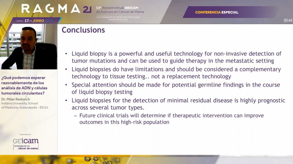 GEICAM's tweet photo. #RAGMA21 ¿Qué podemos esperar razonablemente de los análisis de ADN y células tumorales circulantes?

Conclusiones del Dr. Milan Radovich de @IndianaUniv 👇 #bcsm https://t.co/gbTtzaWQU3