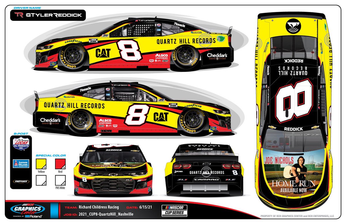 shawnpennington's tweet photo. Excited for our Quartz Hill Records team and @JoeNichols onboard @TylerReddick ‘s @RCRracing #8 Chevy for the @allyracing 400 this weekend in NASHVILLE! https://t.co/vNFiB4oCIZ
