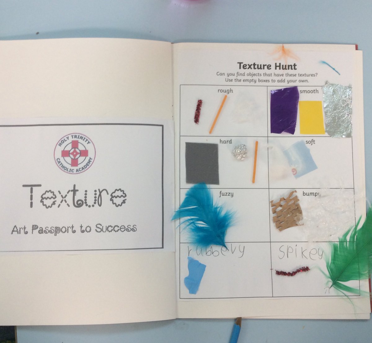 HTAClassGrim's tweet photo. #HTAEaston #HTAArt we’ve been learning about texture. We identified textures and sorted materials. We learnt about Implied texture and real physical texture. We looked at Van Gogh’s sunflower painting and Monet’s water lily paintings and learnt about the technique.. impasto. https://t.co/TwAs09ZXPl