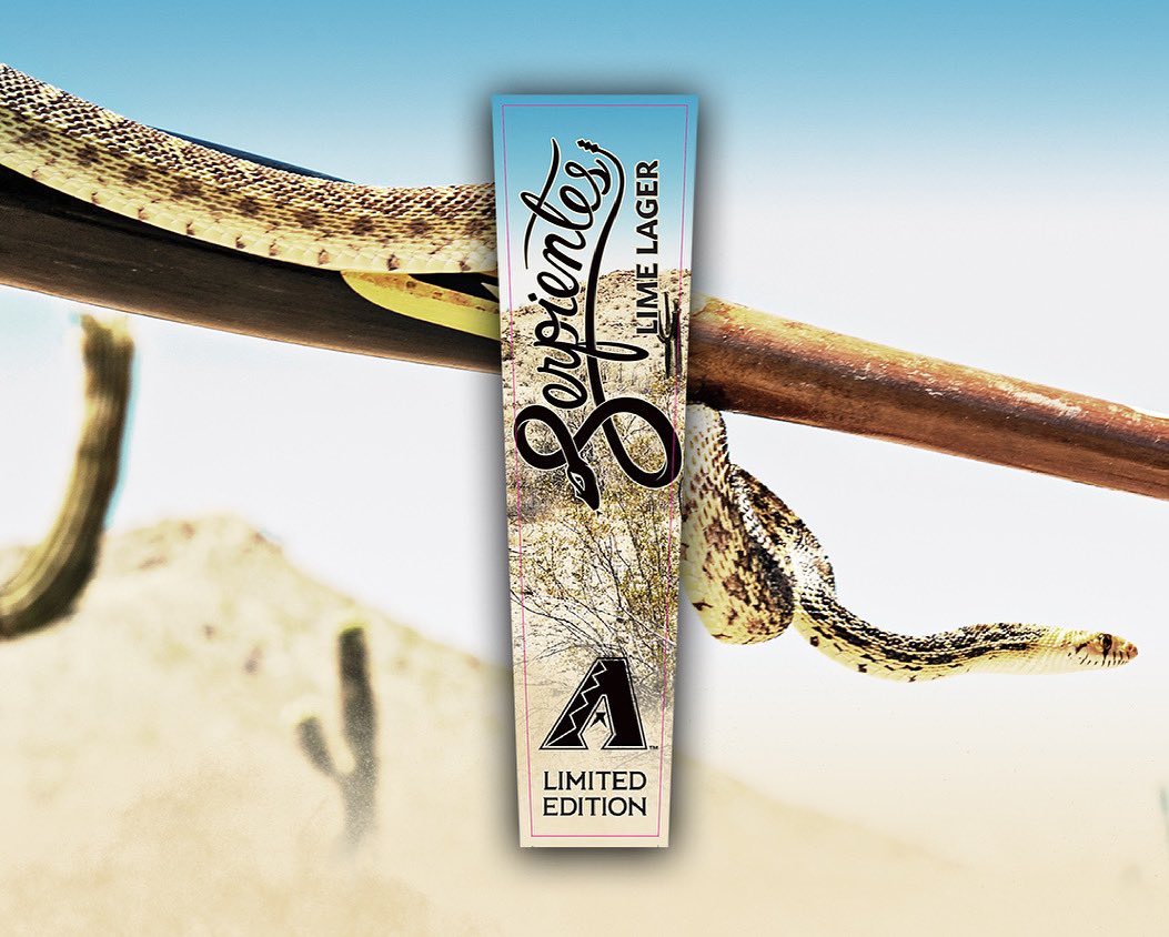 fourpeaksbrew's tweet photo. TAPPING FRIDAY: Serpientes Lime Lager. Brewed for the @Dbacks, this brew’s a crisp, hot weather-friendly, 6.1% ABV Pilsner with a bite of fresh lime. Get your first taste at the jersey launch party happening all day long Friday at 8th Street. https://t.co/1ICPD7FOWt