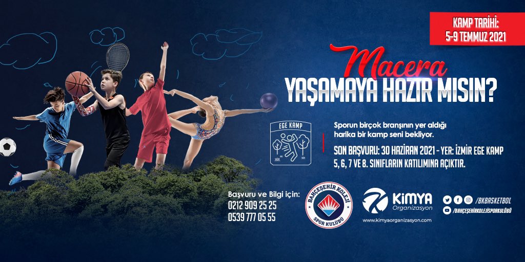 BKBasketbol's tweet photo. 📢Macera yaşamaya hazır mısın?

Sporun bir çok branşının yer aldığı, doğa ve tarih ile iç içe harika bir kamp seni bekliyor👊🏻

📞Detaylı bilgi ve başvuru için https://t.co/rs2YhAu0QN https://t.co/zjdktBnwjg