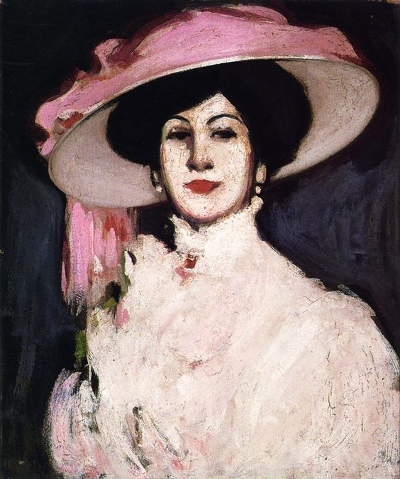 The Hat with the Pink Scarf by  John Duncan Fergusson (1874-1961), Scottish - one of the major artists of the Scottish Colourists school of painting (wiki) - (womeninarthistory) pin.it/1FBQ5Yn via @pinterest