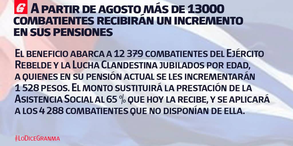 Incrementan pensiones a combatientes de la Revolución #Cuba 👉 cutt.ly/lnCRsgv