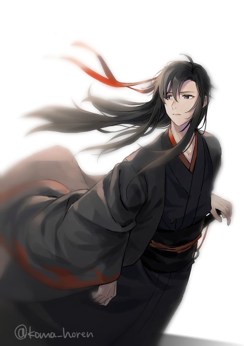 1boy male focus long hair black hair solo white background weapon  illustration images