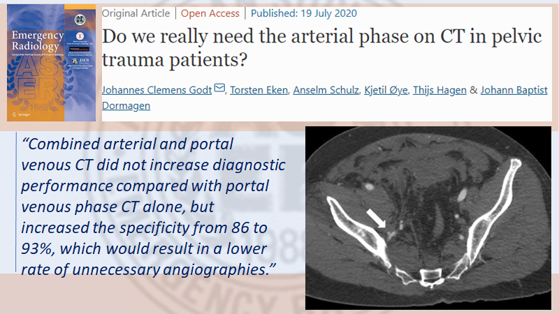 ERadSociety's tweet photo. Protocalling CT's in Pelvic Trauma can be complicted, The recent article in @ClinMedJournals from @Oslounivsykehus looks at the utility of Pelvic CTA in blunt trauma. #ERrad #erad #radiology #radres #EDrad #traumasurg #trauma 
https://t.co/2HNsbLyupz https://t.co/6fkPYy9Har