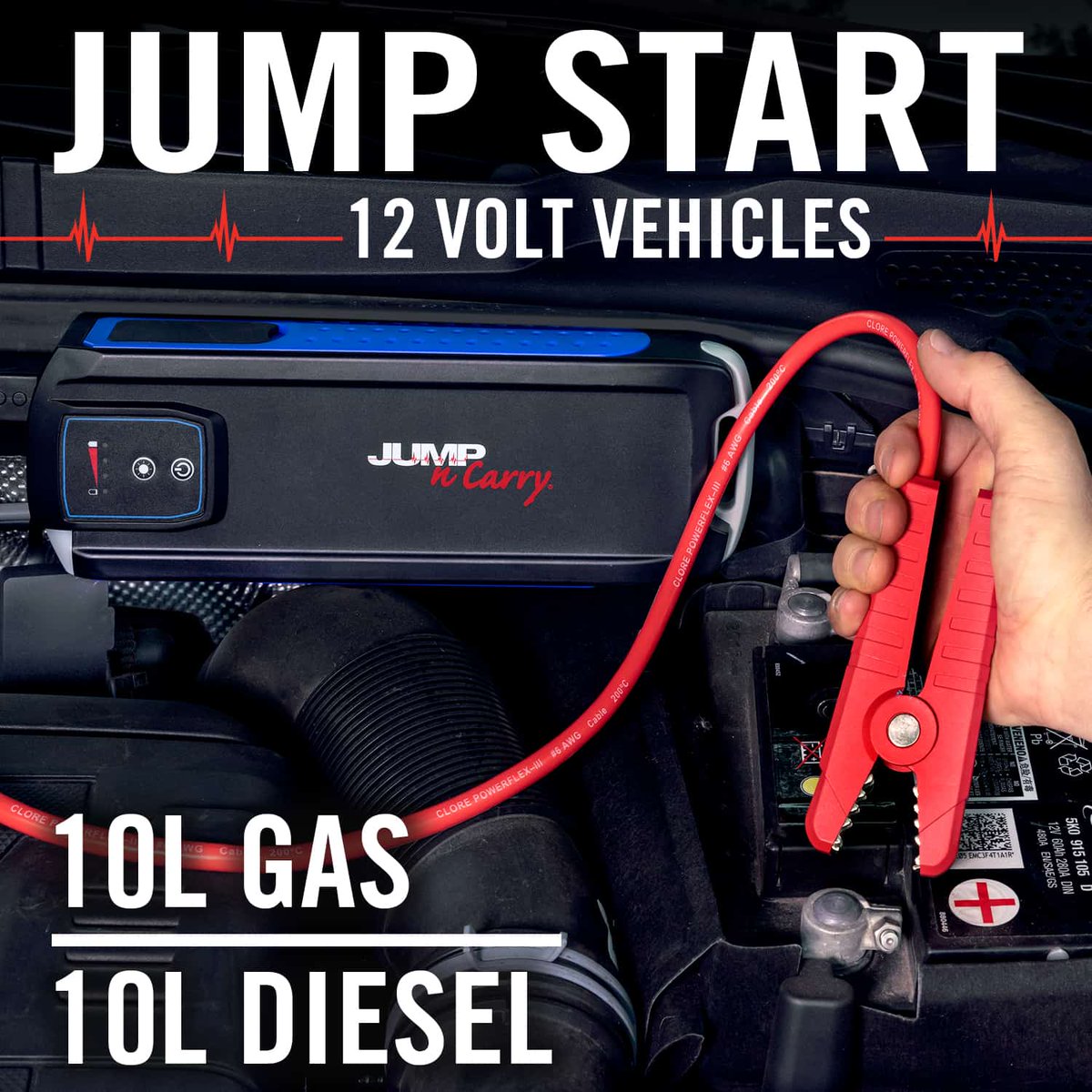 CloreAutomotive's tweet photo. Don't let its size fool you. The JNC345 lithium jump starter from Jump-N-Carry has the ability to start 10L gas and 10L diesel engines! #jumpncarry #jumpstarter #lithiumjumpstarter #cloreautomotive #autocare #shoplife https://t.co/DfmJbHFtKa