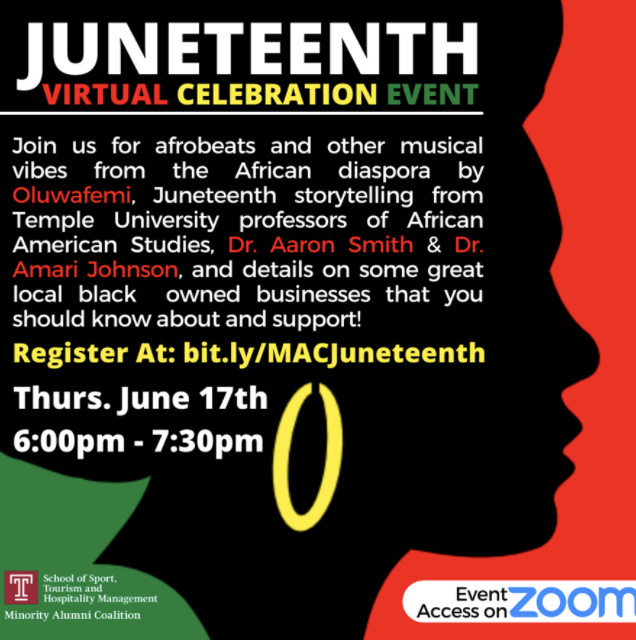 Hey Owls!🦉 Join us tonight from 6 pm to 7:30 pm EST for the Juneteenth Virtual Celebration Event! More info below💻 <a href="/templediversity/">Office of Institutional Diversity🦉</a>