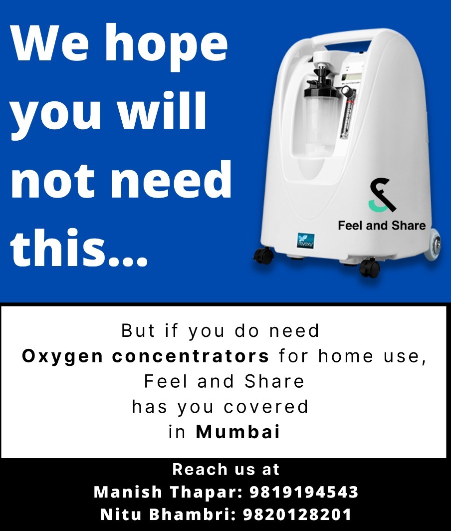 fnstrust's tweet image. Oxygen is the need of the hour, and we hope you never need a machine for it!

Anyone who needs oxygen concentrators at home, Feel and Share has you covered in Mumbai.

Do contact us, we are there for you.

Spread the word, spread humanity.
If we can, we should!
#covid19support