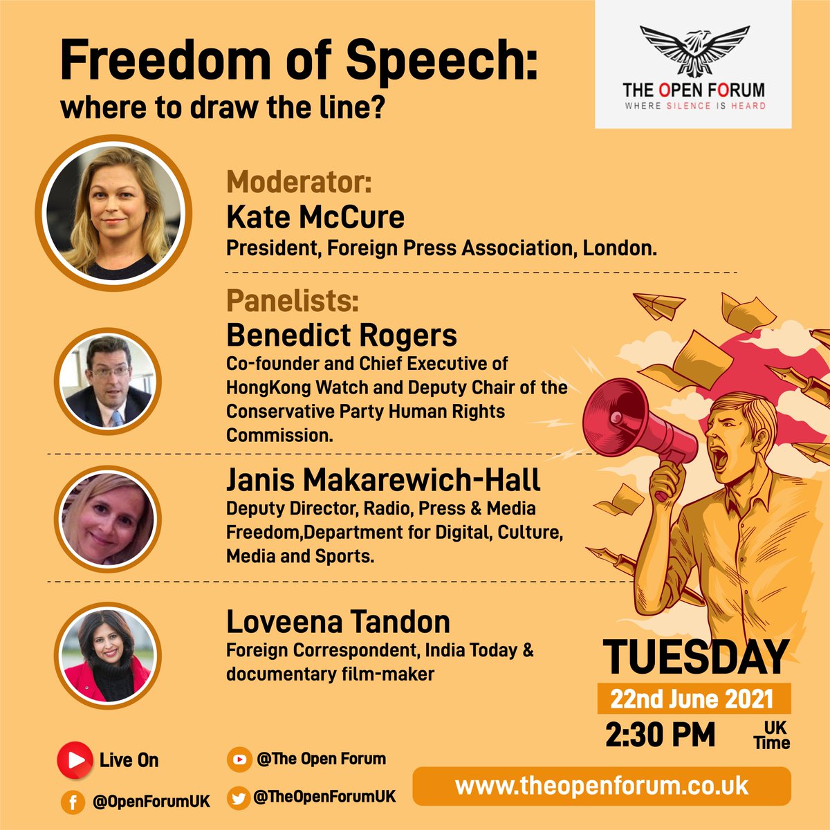 TheOpenForumUK's tweet photo. Stay Tuned!
Freedom of speech: Where to draw the line?
#freedom #love #life #peace #free #happiness #happy #motivation #lifestyle #liberty #truth #picoftheday #inspiration #like #success #summer #bhfyp #webinar #theopenforum @benedictrogers @LoveenaTandon @KateMccure https://t.co/98whxpOx93