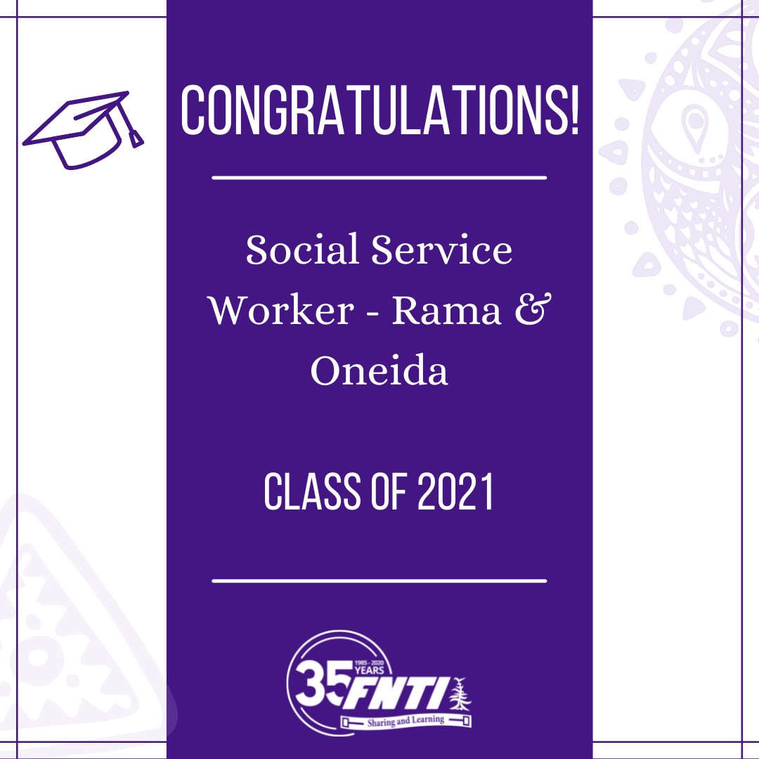 fntinews's tweet photo. Please join us in congratulating the FNTI Social Service Worker - Rama &amp; Oneida classes of 2021! 
.
.
Canadore College 
.
.
#FNTI #IndigenousKnowledge #Indigenous #FNTI35 #CompletionCeremony https://t.co/z7zGqfaVtb