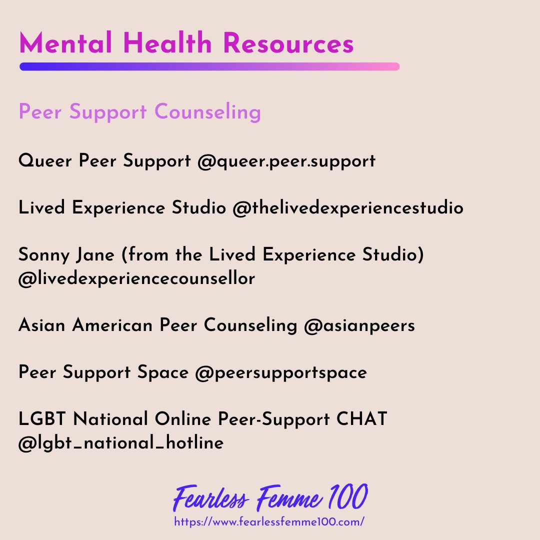 FFemme100's tweet photo. Since we are ending our community project at the end of the month, we want to make sure people can still find resources for mental health that are QTBIPoC centered and low-cost. Link is in our bio!

#MentalHealthAwareness #MentalHealthResources https://t.co/DjSmbdzBor