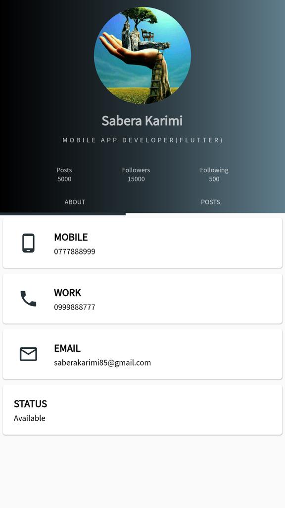 sabera_karimi's tweet photo. Designing own profile backup by using #Boxdecoration #Expanded #Card #SizedBox and other widgets.
@a_daneshyar
#Flutter
@CodeToInspire
#AfghanGirlsCode https://t.co/z3XIJ0xVjb