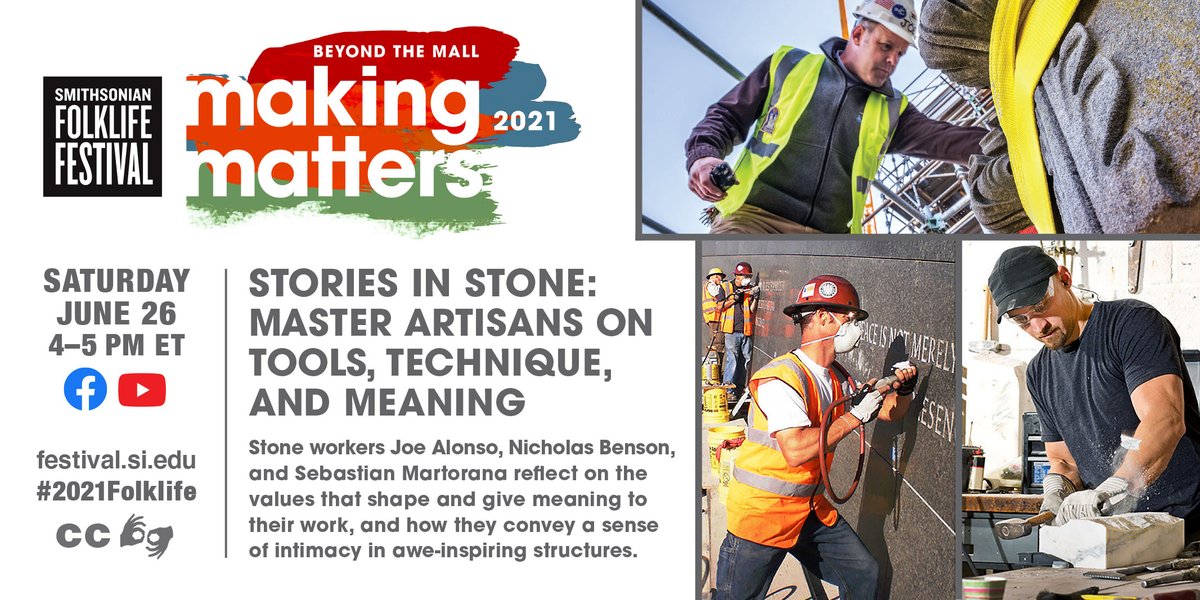 SmithsonianFolk's tweet image. Craftspeople in the building arts bring enduring beauty to our built environments, creating three-dimensional works of art. Hear from three master artisans of this craft in a panel on June 26.

Learn more: s.si.edu/StoriesInStone

 #2021Folklife #WithCaptions #ASL