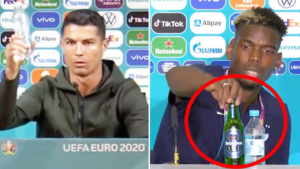 Money talks. On account of #health unfortunately - Uefa warns teams could be fined if they move drinks 🥤 🍺 at news conferences. #EURO2020 bbc.com/sport/football…