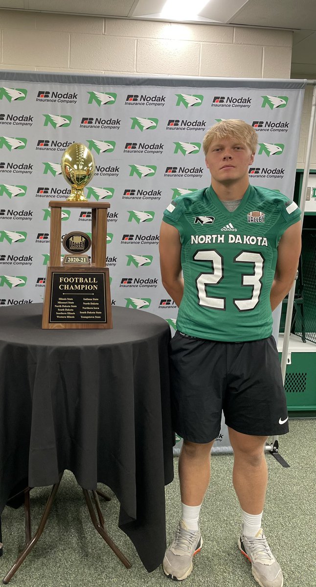 After a great camp and conversation with <a href="/BubbaSchweigert/">Bubba Schweigert</a> , I am proud to say that I have received an offer from the defending MVC champs! <a href="/UNDfootball/">North Dakota Football</a> <a href="/CoachRRouse/">Robbie Rouse</a> <a href="/SDAll_In/">St. Dominic Football</a> <a href="/GSV_STL/">Gateway Sports Venue</a> <a href="/AllenTrieu/">Allen Trieu</a>