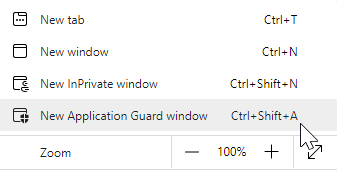 ConfigMgrDogs's tweet photo. Noticed that @MSEdgeDev has an option to open a new tab in App Guard. Pretty cool. Open those sketchy sites in the app guard tab and worry less about what's being hosted on the page! #MEMSecurity #WDAG #Security #Windows https://t.co/gh5vXZhdUL