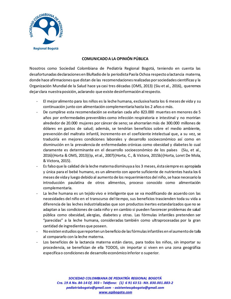 Scpbogota's tweet photo. COMUNICADO A LA OPINIÓN PÚBLICA: @BluRadioCo @informada_mama @RedPaPaz @IbfanColombia https://t.co/PumBt8cpLU